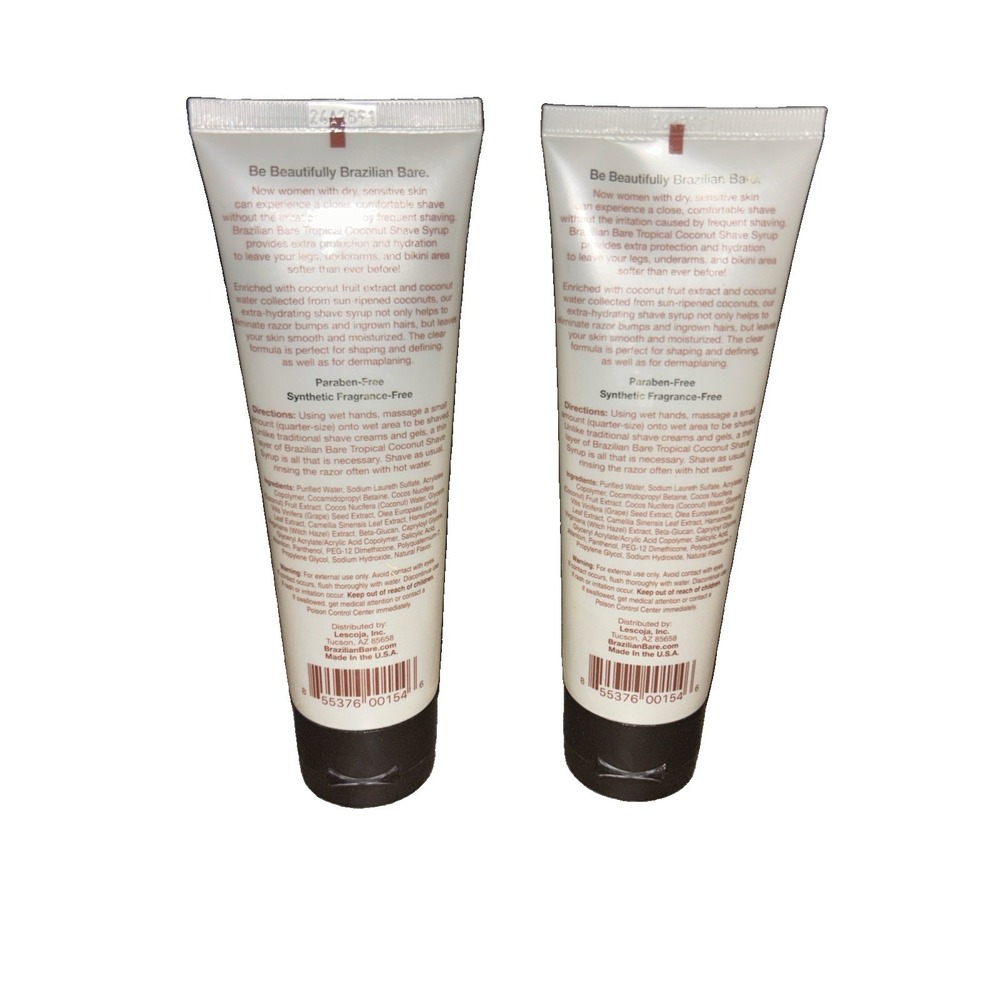 Brazilian Bare Tropical Coconut Shave Syrup 4 oz LOT of 2 Sensitive Skin - Picture 3 of 3